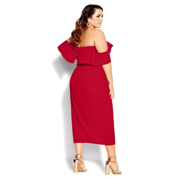City Chic Va Va Voom Dress in Salsa Red - Picture 3 of 16